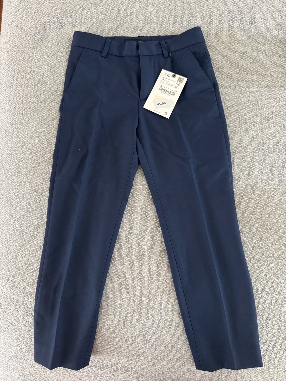 Zara Men's Dark Blue Tailored Trousers